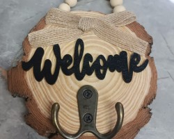 علاقات مفاتيح خشب ديكور WELCOME 13 سم